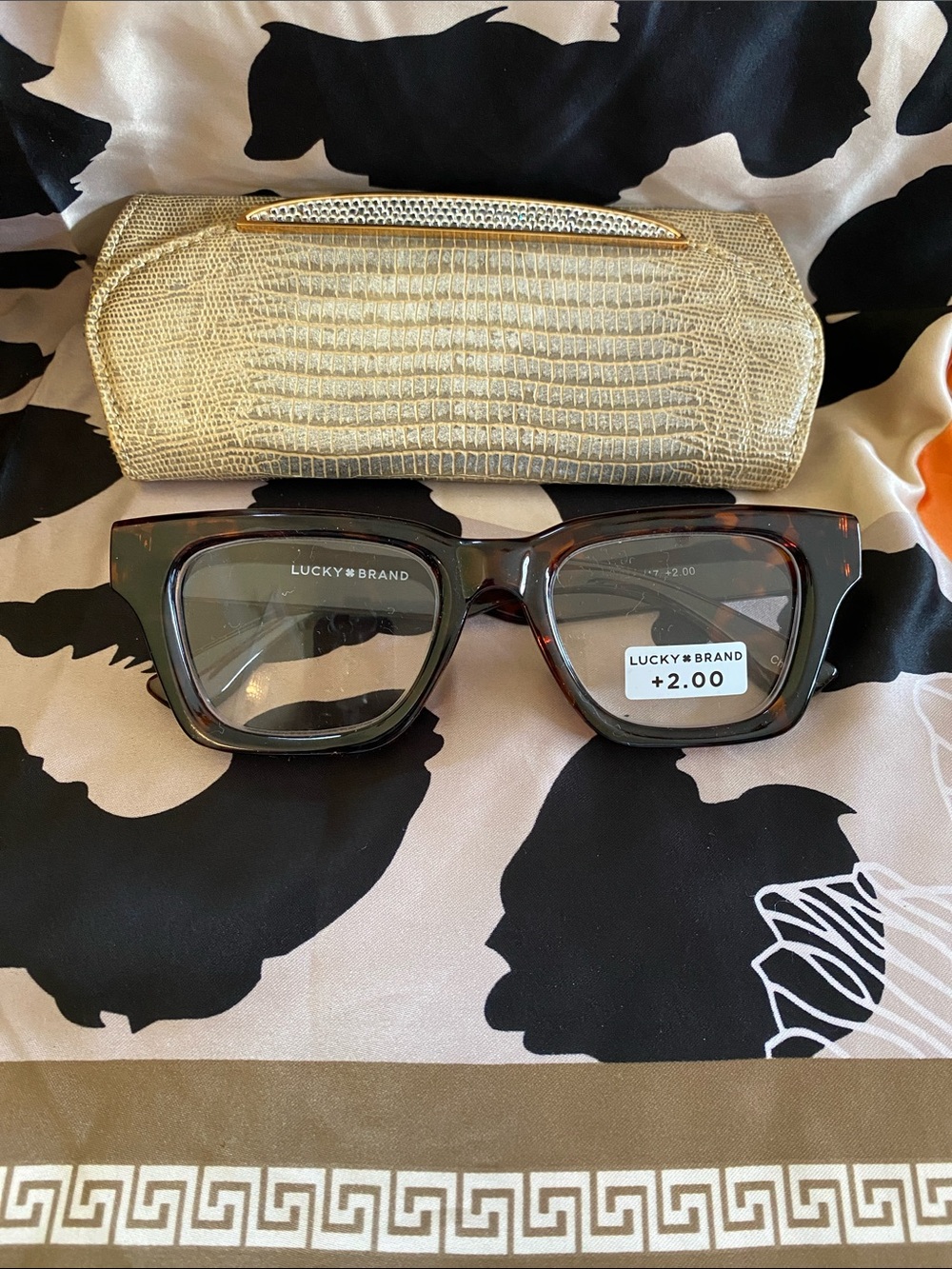 Lucky Brand Tortoise Brown Unisex Fashionable Frames + 2 Readers NWT